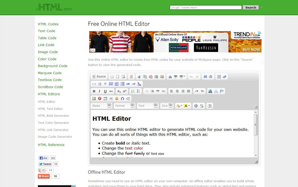 free html code editor
